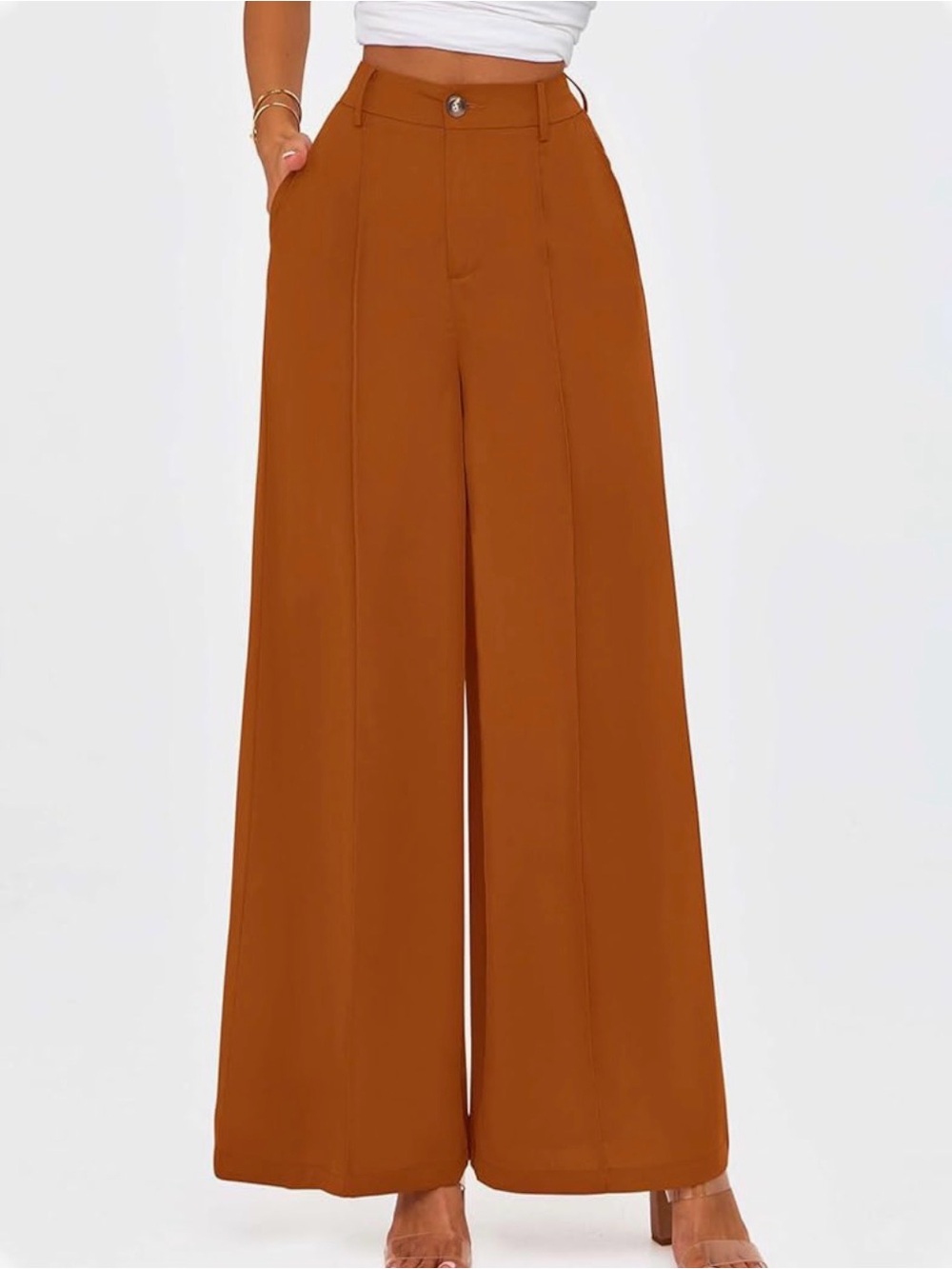 Rust Wide-Leg Trousers
